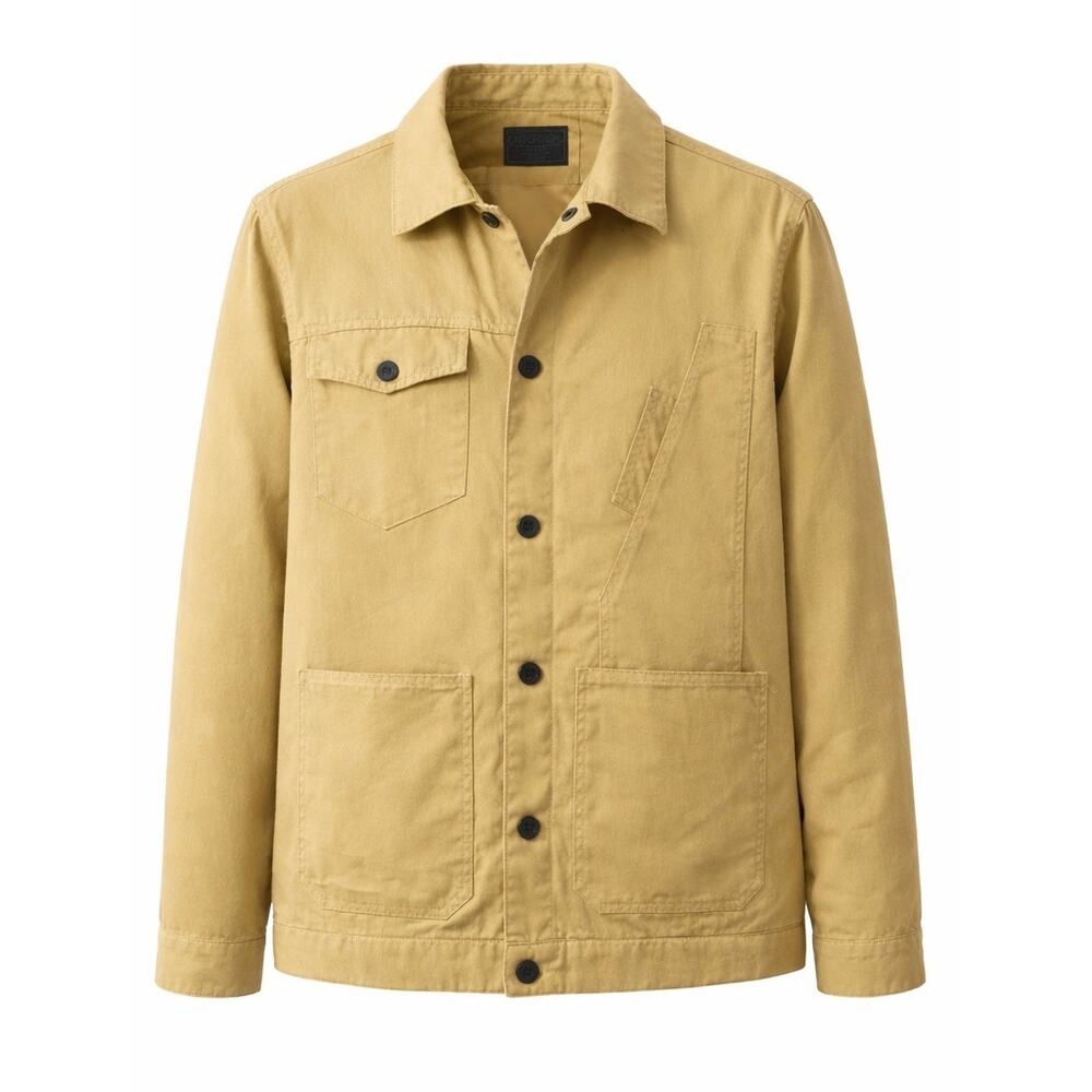 Distortion Khaki Utility Jacket Medium Canvas Button Workwear Chore Coat